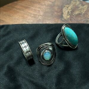 Silver and Turquoise Ring Set